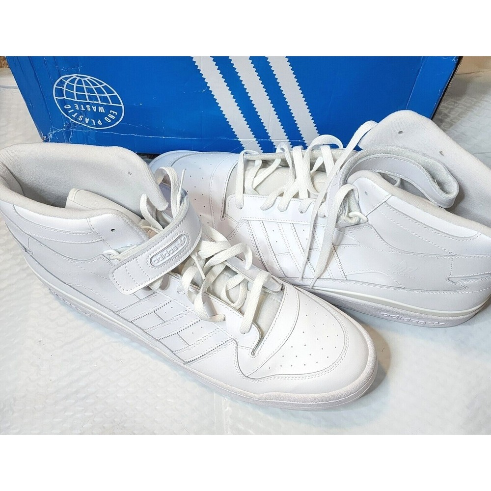 Adidas Forum Mid Mens‎ White Leather Basketball Sneakers Size 19 FY4975